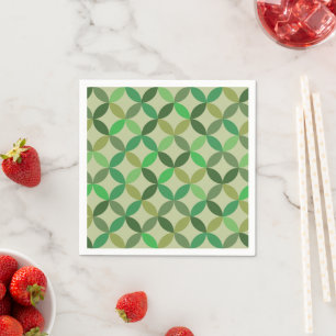 Mid century Modern Geometric Green Circles Pattern Napkin