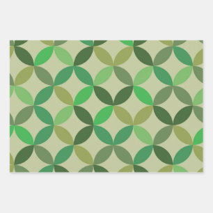 Mid Century Modern Geometric Green Circles Pattern Wrapping Paper Sheet