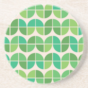 Mid Century Modern Geometric Green Pattern Coaster