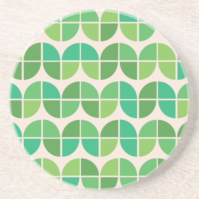  Mid Century Modern Geometric Green Pattern  Coaster (Front)