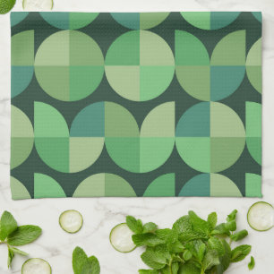 Mid Century Modern Geometric Green Pattern Tea Towel