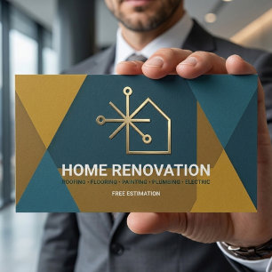 Mid-Century Modern Geometric Home Renovation Business Card