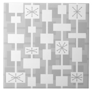 Mid Century Modern Geometric Light Grey Tile