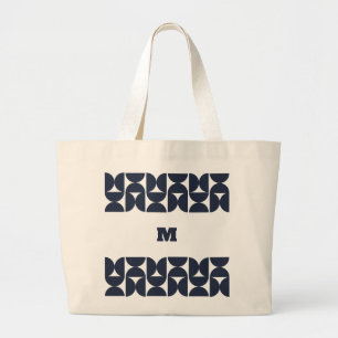 Mid-Century Modern Geometric Monogram Tote Bag