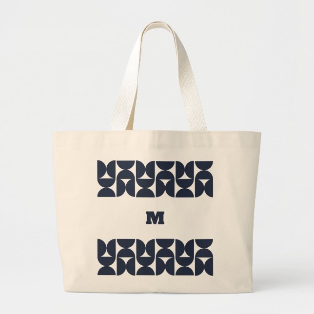 Mid-Century Modern Geometric Monogram Tote Bag (Front)