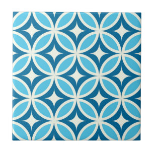 Mid century modern geometric Navy Blue Tile