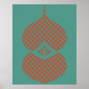 Mid Century Modern Geometric Orange Turquoise Poster