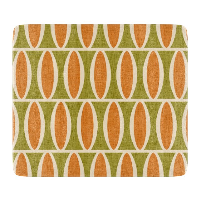 Mid Century Modern Geometric Oval Pattern Cutting Board (Front)