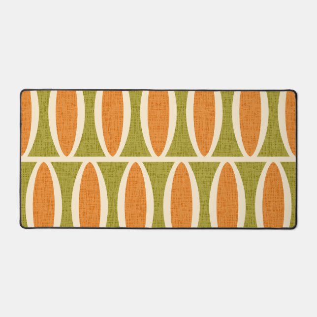 Mid Century Modern Geometric Oval Pattern Desk Mat (Front)