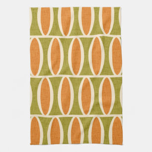Mid Century Modern Geometric Oval Pattern Tea Towel