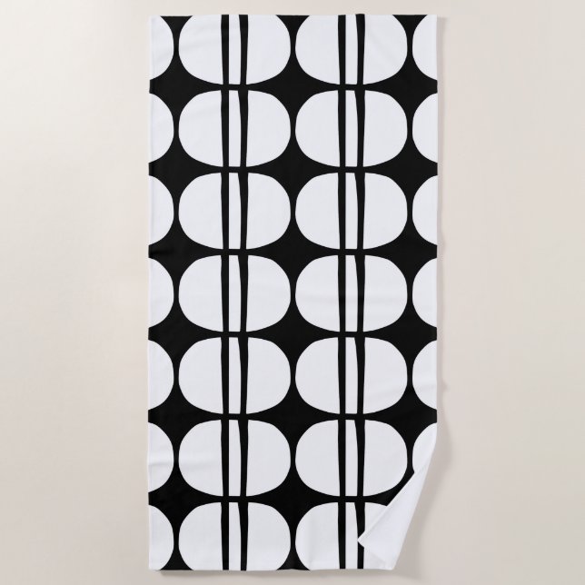 Mid Century Modern Geometric Pattern Beach Towel (Front)