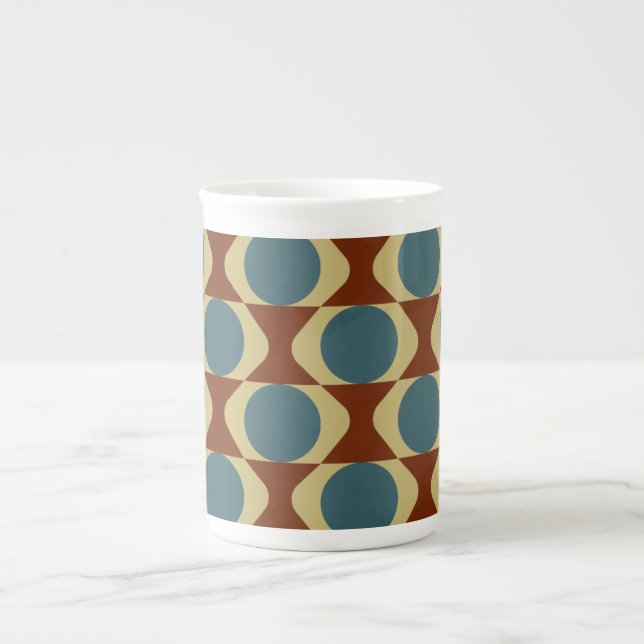 Mid-Century Modern Geometric Pattern Bone China Mu Mug (Front)