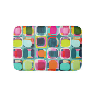  Mid Century Modern Geometric Pattern Colorful Bath Mat