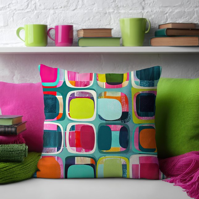  Mid Century Modern Geometric Pattern Colourful Cushion (Creator Uploaded)