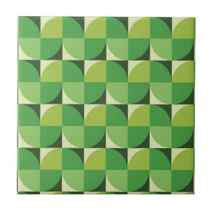 Mid century modern geometric pattern green   tile