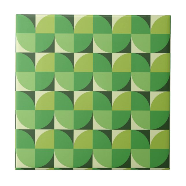 Mid century modern geometric pattern green   tile (Front)