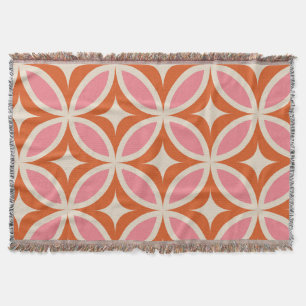 Mid century modern geometric pattern pink orange throw blanket