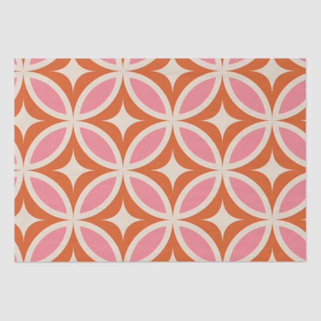 Mid century modern geometric pattern pink orange   tissue paper (Front)