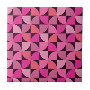 Mid Century modern geometric pattern pink   Tile