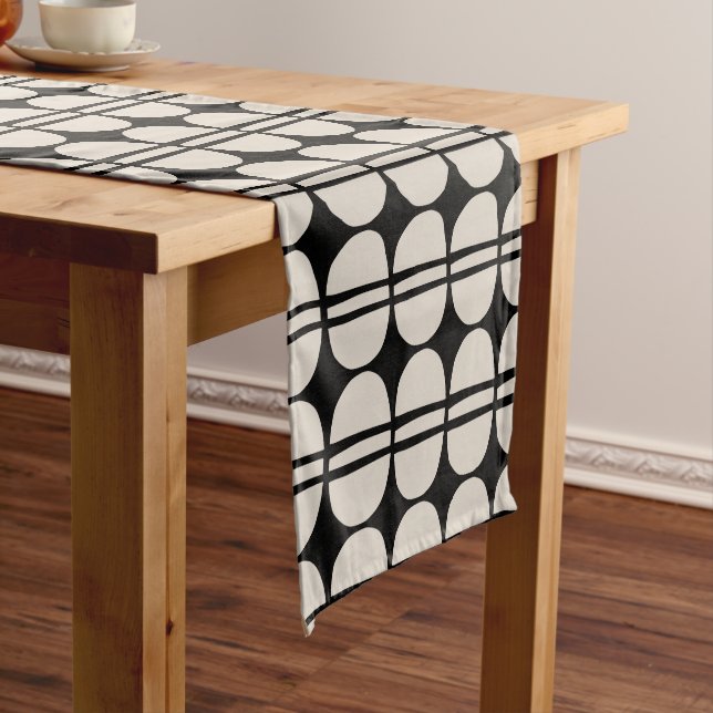 Mid Century Modern Geometric Pattern Short Table Runner (In Situ)