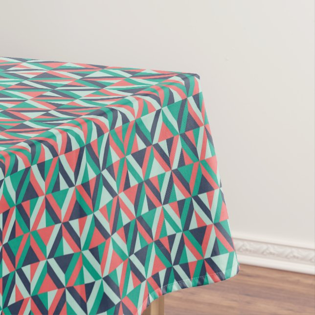 Mid-Century Modern Geometric Pattern Tablecloth (In Situ)
