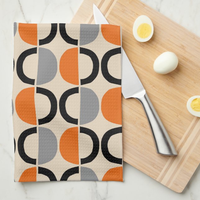 Mid Century Modern Geometric Pattern Tea Towel (Quarter Fold)