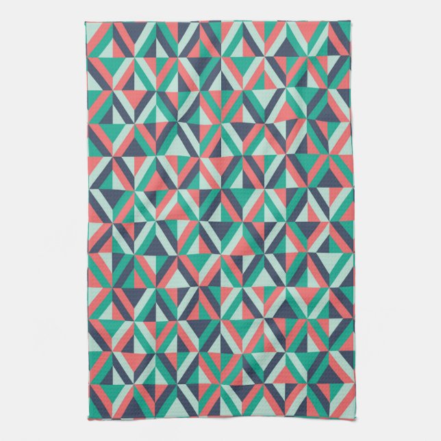 Mid-Century Modern Geometric Pattern Tea Towel (Vertical)