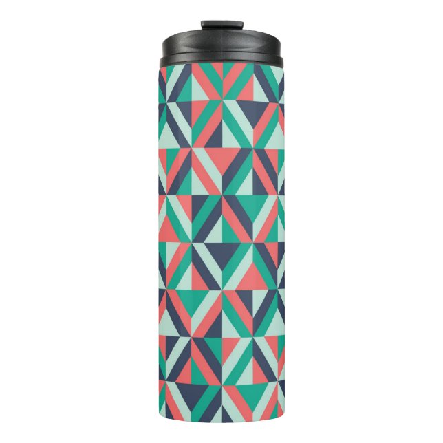 Mid-Century Modern Geometric Pattern Thermal Tumbler (Front)