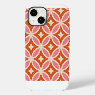 Mid Century Modern Geometric Pink Orange Pattern iPhone 14 Case