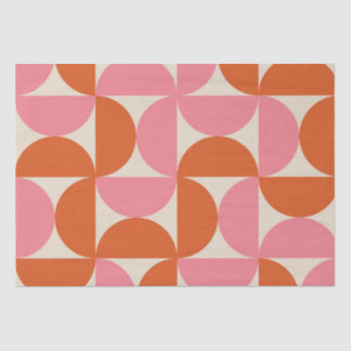 Mid century modern geometric pink orange pattern  tissue paper