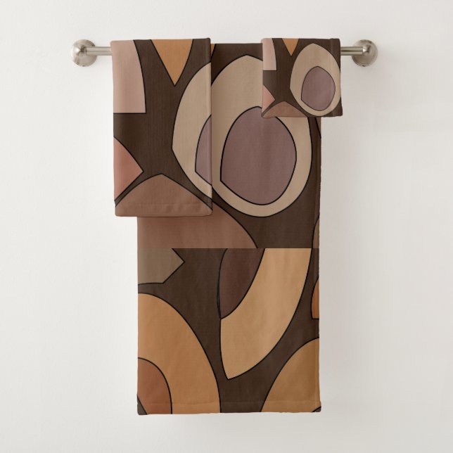 Mid Century Modern Geometric Shapes Bath Towel Set (Insitu)