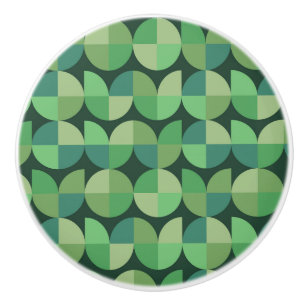 Mid Century Modern Geometric Shapes Green  Ceramic Knob