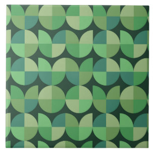 Mid Century Modern Geometric Shapes Green Tile