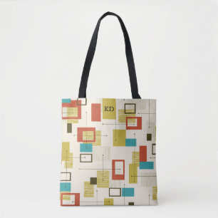  Mid-Century modern geometric shapes pattern Tote Bag