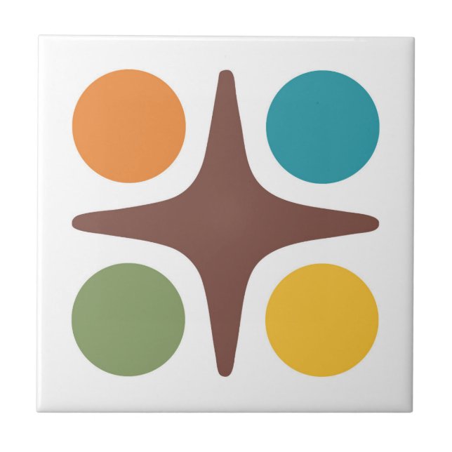 Mid Century Modern Geometric Starburst Design Tile (Front)