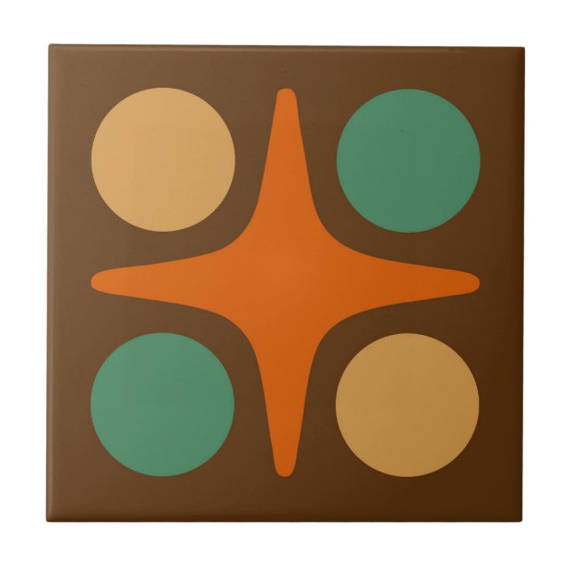 Mid Century Modern Geometric Starburst Design Tile (Front)