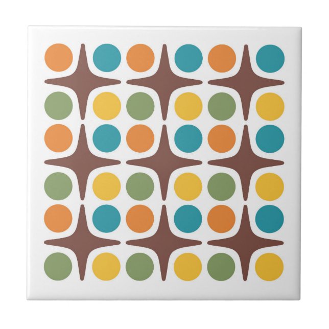 Mid Century Modern Geometric Starburst Design Tile (Front)