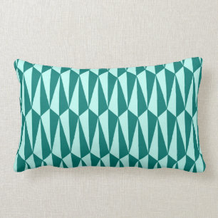 Mid-Century Modern geometric, teal and aqua Lumbar Cushion