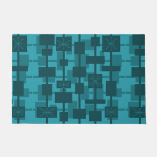 Mid Century Modern Geometric Teal Doormat