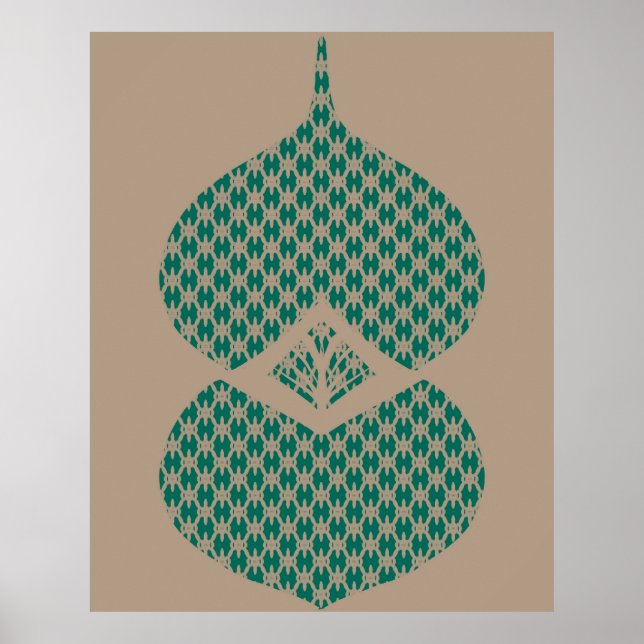Mid Century Modern Geometric Teal Taupe Poster (Front)