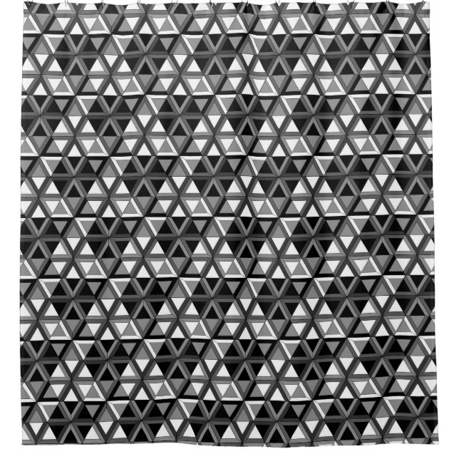 Mid Century Modern Geometric Triangle Black White Shower Curtain (Front)