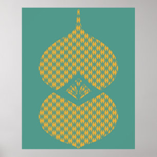 Mid Century Modern Geometric Yellow Turquoise Poster