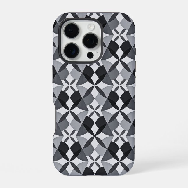 Mid-Century Modern Geometrics Black iPhone Case (Back)