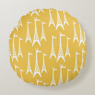 Mid Century Modern Giraffe Pattern Round Cushion