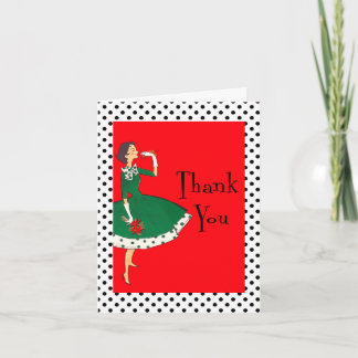 Mid Century Modern Girl Retro Holiday Thank You Card