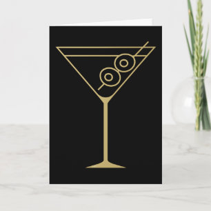 Mid Century Modern Gold 2 Olive Martini Card