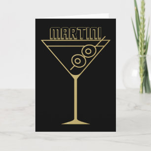 Mid Century Modern Gold 2 Olive Martini Card