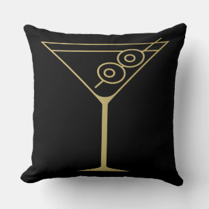 Mid Century Modern Gold 2 Olive Martini Cushion