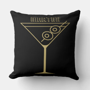 Mid Century Modern Gold 2 Olive Martini Cushion