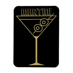 Mid Century Modern Gold 2 Olive Martini Magnet